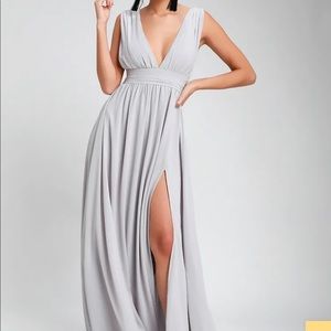 Lulus Heavenly Hues Light Grey Maxi dress, size small. NEVER WORN! TAGS STILL ON